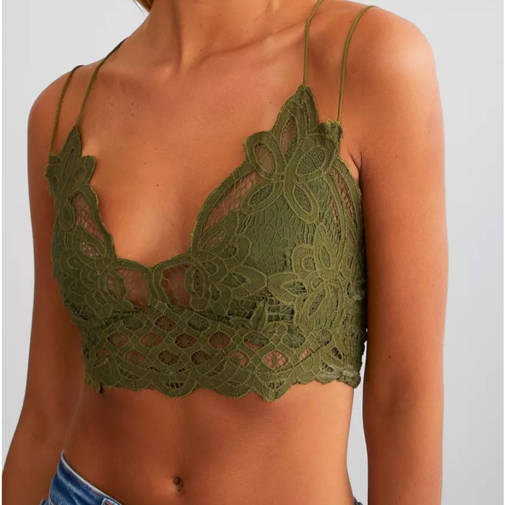 Olive Green Lace Bralette FREE PEOPLE